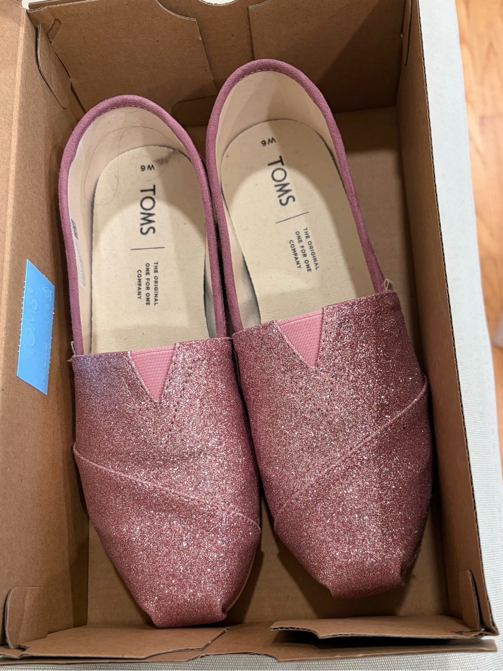 Toms Pink Glitter Slip-On Flats